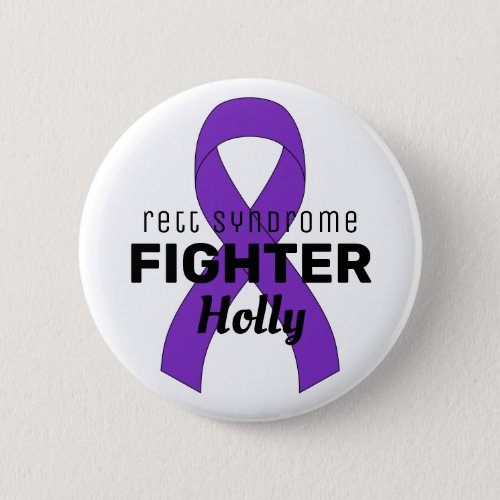 Rett Syndrome Ribbon White Button