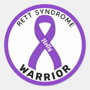 Rett Syndrome Warrior Ribbon White Classic Round Sticker