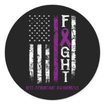 Rett Syndrome Warrior Us Flag Down Syndrome Awaren Classic Round Sticker