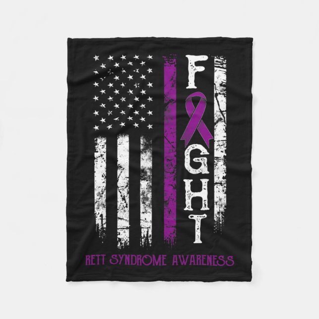 Rett Syndrome Warrior Us Flag Down Syndrome Awaren Fleece Blanket (Front)