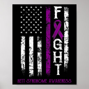 Rett Syndrome Warrior Us Flag Down Syndrome Awaren Poster