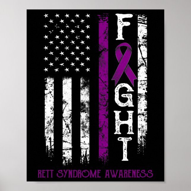 Rett Syndrome Warrior Us Flag Down Syndrome Awaren Poster (Front)