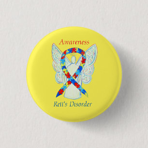 Rett's Disorder Angel Puzzle Awareness Ribbon Pins
