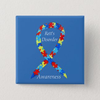 Rett's Disorder Puzzle Awareness Ribbon Custom Pin