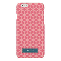 retty Modern Geometric Pink Personalized Name Matte iPhone 6 Case