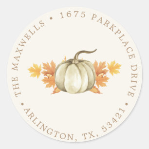 Return Address – Autumn Fall Baby Shower Classic Round Sticker