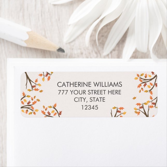 Return Address Autumn Leaves Fall Branches  Label (Insitu)