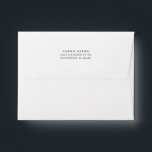 Return Address Back Flap Simple Black Text White Envelope<br><div class="desc">Classic black text and white envelope with centered return address on the back flap.</div>