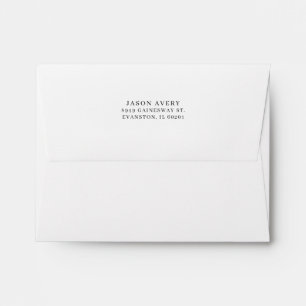 Return Address Back Flap Simple Black Text White Envelope