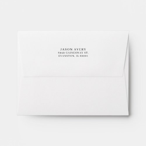 Return Address Back Flap Simple Black Text White Envelope