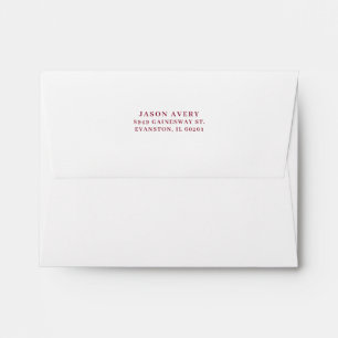 Return Address Back Flap Simple BurgundyText White Envelope