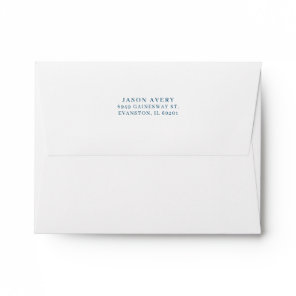 Return Address Back Flap Simple Classic Navy Blue Envelope