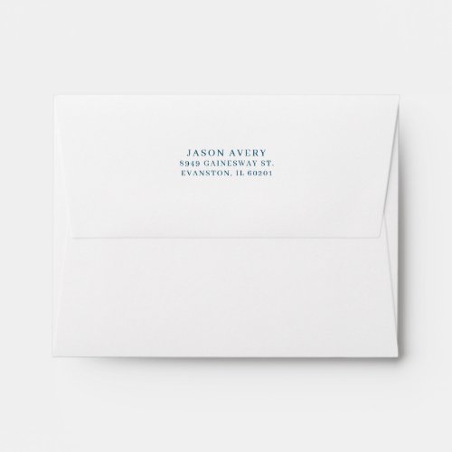 Return Address Back Flap Simple Classic Navy Blue Envelope