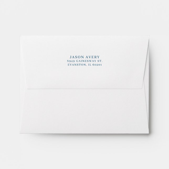 Return Address Back Flap Simple Classic Navy Blue Envelope (Back (Top Flap))