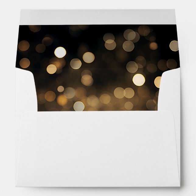 Return Address Black Gold Bokeh Envelope (Back (Bottom))