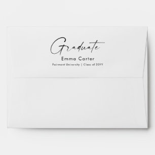 Return Address Black Script Calligraphy Graduation Envelope