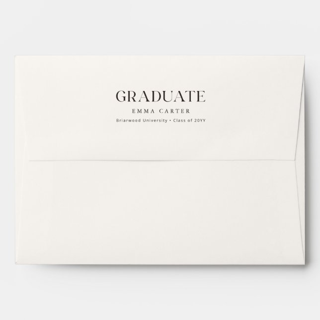 Return Address Black Script Graduation Envelope (Back (Top Flap))