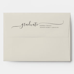 Return Address Black Script Graduation Envelope