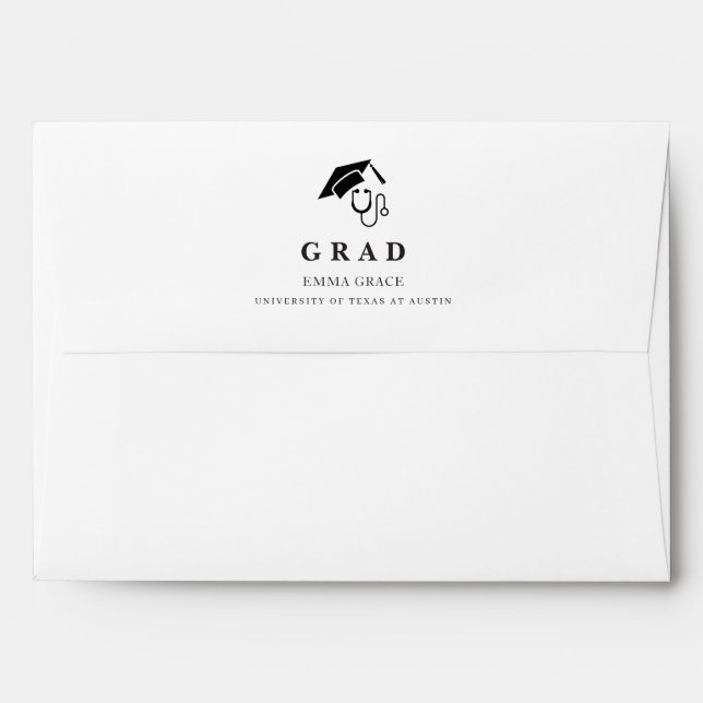 Return Address Black Script Nursing Graduation Envelope (Back (Top Flap))