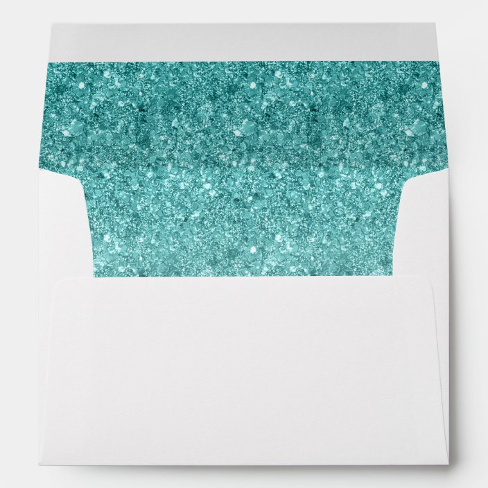 Return Address, Blue Glam Glitter Rectangle Envelope
