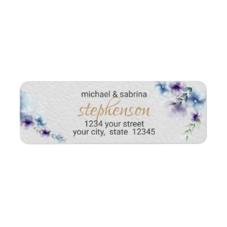 Return Address | Blue Violet Watercolor Flowers Label