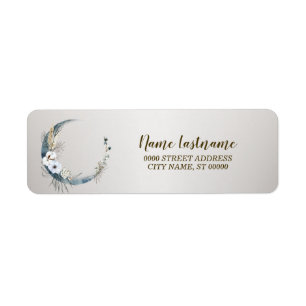 Return Address Boho White Orchid Flower Blue Moon Label