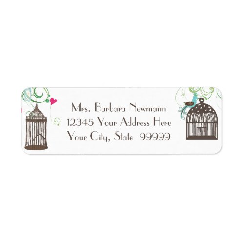 Return Address Bridal Shower Mod Bird Cage Heart Label