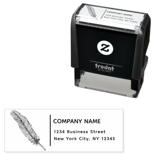 Return Address Business Notary Feather Quill Self_inking Stamp