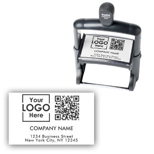 Return Address Business QR Code Modern Custom Logo Self-inking Stamp