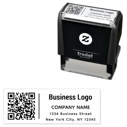 Return Address Business QR Code Modern Logo Self_inking Stamp