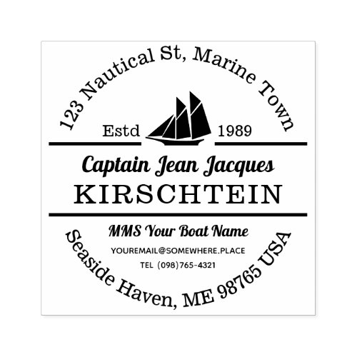 Return Address Captain Boat Yacht Nautical Marine Rubber Stamp