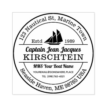Return Address Captain Boat Yacht Nautical Marine Rubber Stamp by BCVintageLove at Zazzle