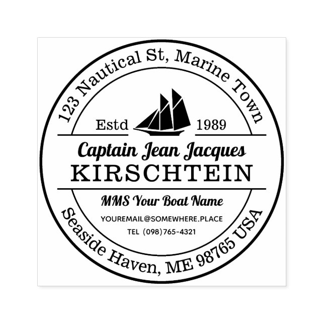 Return Address Captain Boat Yacht Nautical Marine Rubber Stamp (Imprint)