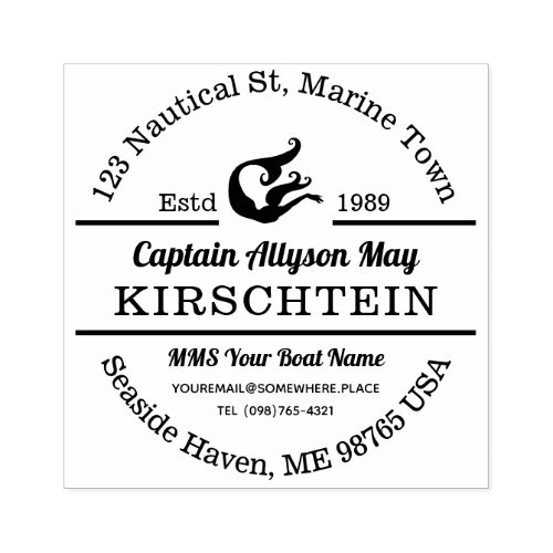 Return Address Captain Mermaid Nautical Marine Sea Rubber Stamp
