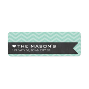 RETURN ADDRESS chevron zigzag mint chalkboard Label