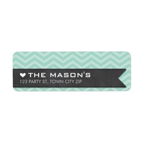 RETURN ADDRESS chevron zigzag mint chalkboard Label