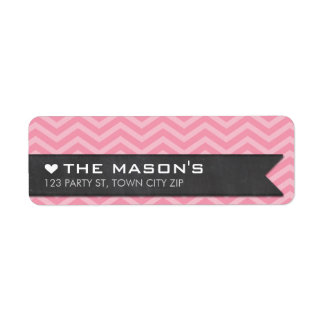 RETURN ADDRESS chevron zigzag pink chalkboard flag Label