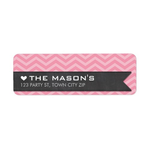 RETURN ADDRESS chevron zigzag pink chalkboard flag Label