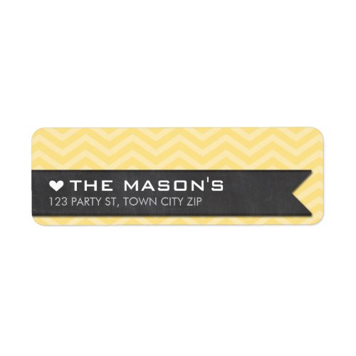 RETURN ADDRESS chevron zigzag yellow chalkboard Label