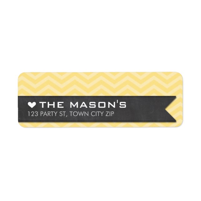 RETURN ADDRESS chevron zigzag yellow chalkboard Label (Front)