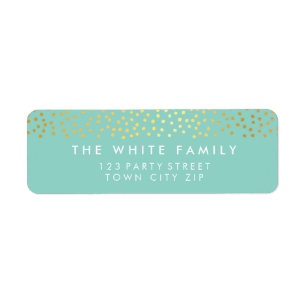 RETURN ADDRESS chic rustic gold confetti mint Label