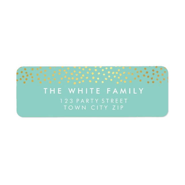 RETURN ADDRESS chic rustic gold confetti mint Label (Front)
