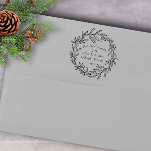 Return Address Christmas Botanical Rubber Stamp