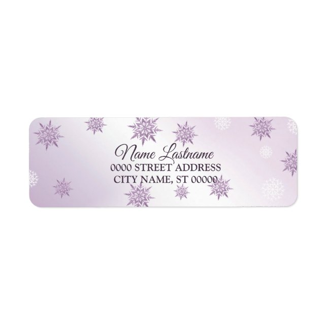 Return Address Christmas Pink Purple Snowflakes Label (Front)