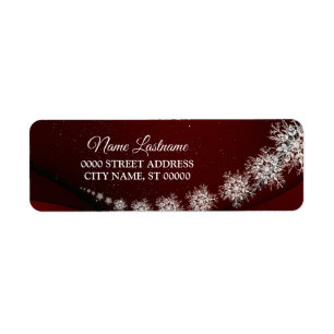 Return Address Christmas Snowflakes Red Rustic Label