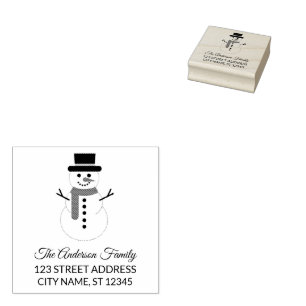 Return Address Christmas Snowman Personalized Rubber Stamp