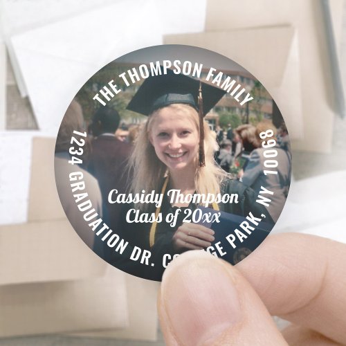 Return Address Class Year and Photo Graduation Classic Round Sticker