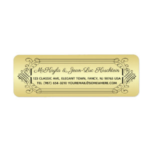 Return Address Classic Gold Black Elegant Wedding Label