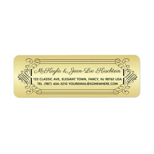 Return Address Classic Gold Black Elegant Wedding Label