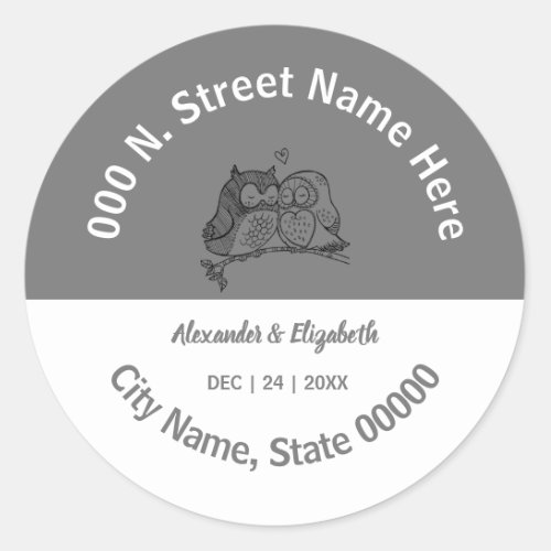 Return Address Classic Owls Love Classic Round Sticker